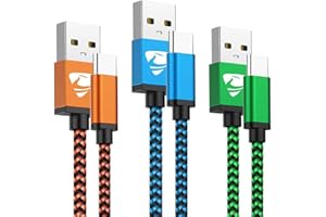 AIONEUS Cavo USB C, Cavo USB Type-C 2Metri 3Pezzi Caricabatterie Cavetto Ricarica Rapida Filo Caricatore Carica per Samsung S21 S22 S20 S10 S8 S9 A13 A20e A33 A52 A52s A53 A72 A21s, Huawei/Google Pixel/Xiaomi