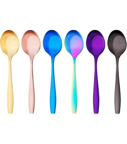 Set 6 Cucchiaini Da Caffè In Acciaio - 13cm, Colorati, Per Dessert E Bevande - Foto 4