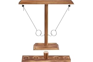 HUXAWAK Ring Toss Game Hook and Ring for Kids Adults, Wooden Handmade Drinking Games with Shot Ladder, Outdoor Indoor Loop Throwing Hooks Party Decoration for Yard Games, pub, Family,