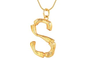 FOCALOOK Collier Pendentif Femme 26 Lettres A B C Chaîne Maille Serpent Fine 1.2mm/50cm Cadeau Bijoux Cool Initiale pour Jeune Fille - Plaqué Or Jaune/Or Blanc/Couleur Noir