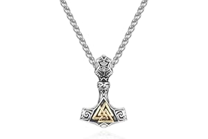 PiercingJak Collier Viking Marteau de Thor Valknut Odin Symbole Pendentif Mjolnir Amulette Nordique Celtique Noeuds Acier Inoxydable avec Chaîne Bijoux Cadeau Courage Protection Homme Femme