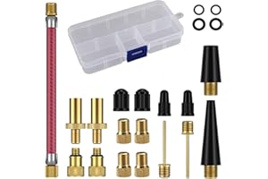 EUZUXU Embout Pompe Velo Ensemble, Kit de Adaptateur de Valve de Vélo DV AV SV, avec Boîte de Rangement, pour Vélo, Pompe à Vélo et Compresseurs Pompes