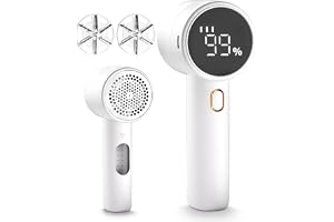 Peiyuu Fabric Shaver, Lint Remover Rechargeable, Electric Portable Sweater Defuzzer with 3 Speeds, 6 Leaf Blades, Digital LED Display to Remove Pilling for Clothes, Furniture, Sweater, Couch, Blanket
