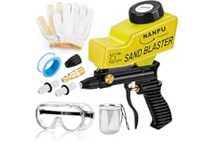 NANPU Air Sand Blaster Gun with Gravity Feed - Ceramic Nozzle, Metal Body | for Paint, Rust Removal, and Glass Etching | Versatile for Aluminum, Sand, Walnut Shells, and Soda Blasting Applications