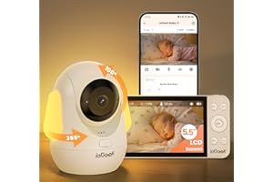 ieGeek 2.5K 2.4/5Ghz WiFi Baby Monitor and 5.5'' Screen, App Control or No WiFi Screen Control, Adjustable Night Light, 360° PTZ, Face Covering/Prone Sleeping/Cry/Motion Detection, 4000mAh Battery