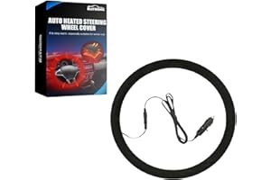 KEYET Heated Steering Wheel Cover,12V Heated Car Steering Cover,Auto Steering Wheel Heated Protector Cover,Electric Heating Cover Soft Plush Cover,Car Accessories,Universal Size,for Most Cars (Black)