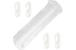 XINSUO Biała lina flagowa, lina do masztu flagowego z haczykiem, linka do flagi łzowej, wietrzna lina przeciwdeszczowa, uniwersalna linka na maszt flagowy, nadaje się do ubrań i na kemping na świeżym