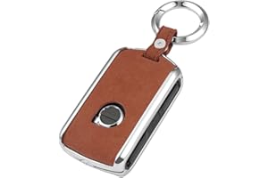 ontto Pokrowiec na kluczyk samochodowy do Volvo ze stopu cynku, skórzany, pokrowiec na klucze do Volvo xc60 xc90 s60 s80 s90 v90 xc40 inteligentny uchwyt na kluczyki samochodowe pilot zdalnego