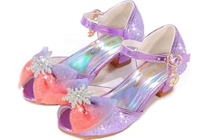 ANBIWANGLUO Zapatos Princesa Lentejuelas Niña Zapatosde Tacon Niñas Sandalias de Fiesta Nina