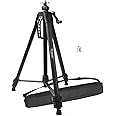 Huepar Tripod 1.6m/5.2ft Flat Head Aluminum Tripod for Laser Level, with Handle and Bubble Level, with 5/8"-11 Male Thread and 1/4"-20 Screw Adapter, Carrying Bag Included - TPD16