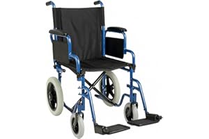 App Life Sedia a Rotelle Pieghevole Leggera Transito per Disabili ed Anziani, Dispositivo Medico di Classe I con Braccioli, Pedane ribaltabili ed Estraibili Blu