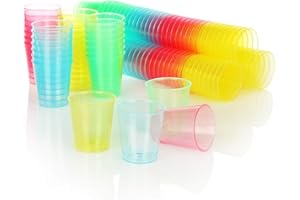 com-four® 120x Gobelets en plastique réutilisables - lavables au lave-vaisselle - idéal pour les verres à shot (120 pièces - colorées)
