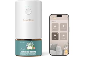 SenseFlow Diffusore di Oli Essenziali Wi-Fi SF101S - Ultrasuoni Senza Acqua Profumatore per Ambienti, 100% Vegetale, Aroma 120 Giorni, LED, Ideale per Casa, Hotel e Studio - Gocce di Gelsomino