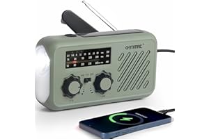 GEMMAC Notfall Radio, 3-Wege-Laden Emergency Radios, 2000mAh Akku Kurbelradio Solar Ladegerät Power Bank USB AM/FM-Radio mit SOS-Alarm Kopfhöreranschluss Taschenlampe, Innen Außen Camping Klein Taschenradio