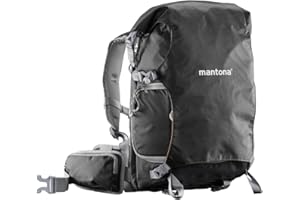 Mantona Kamerarucksack ElementsPro 30 Outdoor Rucksack schwarz inkl. abnehmbarem Hüftgurt und Regenschutzhülle, Fotorucksack geeignet für DSLR- oder Systemkameraausrüstung