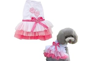WPCASE Vestiti per Cani Femmine Abiti per Cani Tutu Abiti Principessa Pet Cat Festa di Nozze Vestiti per Cani Casual Pink,M