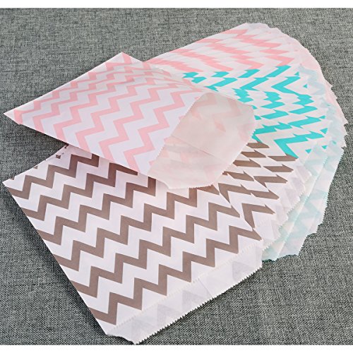 NUOLUX Süßigkeiten Streifen Papiertüten Süßes Geschenk Taschen Tüten – Ideal für Geschenkläden, Hochzeit sbevorzugungen, Süßigkeiten Wagen,48 PCS,3 Farben - 6