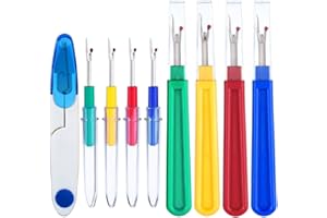 KINGMAS Seam Sewing Ripper Set, 9 Pcs Thread Remover Kit Handy Stitch Ripper Sewing Tools with 1 Scissors for Opening Seams and Hems