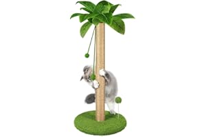 Dohump Cat Scratching Post, 78cm Tall Scratching Pole with Premium Sisal Rope, Two Interactive Hanging Balls and Spring Ball Toys for Indoor Kittens and Cats