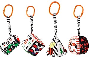 Cretvestsar 4 Hanging Plush Toys, Baby Crib Mobile Toy Set, Soothing Infant Mobile for Car Seat Stroller, Crib Accessories for Newborns Infants Babies Toddlers, Unisex