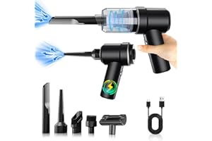 Hersance Elektrische Staubgebläse, 3-in-1 Air Duster 3-Gang 42000U/min Schwarz Tastatur Reinigung Luftspray mit 6000mAh Akku für Laptop, Sofa, Auto, Bürogeräte