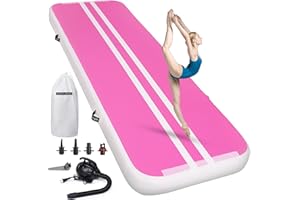 ‎ROMELANDS ROMELANDS Turnmatte Aufblasbar, 3M/4M/5M Trainingsmatte mit Luftpumpe, 10 cm hoch Gymnastikmatte für Yoga, Taumel, Turnen, Ausbildung
