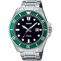 Casio Men's Dive Watch - MDV-107D-1A3VDF Black Dial, Silver