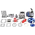 WOOSTAR 44mm Big Bore Cylinder with Air Filter with Ignition Coil and Piston Engine Rebuild Kit Replacement for 2 Stroke 43cc 47cc 49cc Mini Pocket Bike Gas Moped Scooter Blue