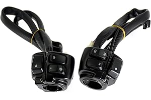 HDBUBALUS Commutateur de commande de guidon de 25 mm pour Harley Dyna Softail Dyna Sportster V-Rod de 96 à 12 Noir