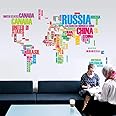 GADGETS WRAP Large World map Wall Stickers Creative Letters map Wall Art Bedroom Home Decorations Wall Decals Poster