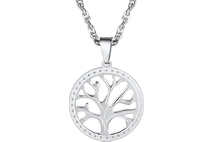 PROSTEEL Unisex Tree of Life Necklace with Chain(resizable), 316L Stainless Steel/Gold Plated/Black Color(with Gift Box, Pouch)