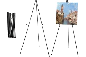 Black Easel Stand, Portable & Collapsible Display Tripod for Posters, Signage, Art and Canvas - by STANDNEE