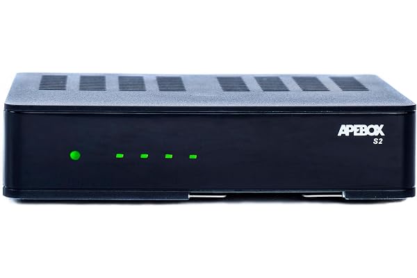 APEBOX S2 - Récepteur satellite Multistream H.265 FULL HD (1080p, 1x DVB-S2, 2x USB 2.0, HD-OUT, LAN, LED Display, IR, SPDIF, AV, RS232, YouTube et DLNA)