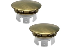 LIXIONGBAO Anelli di Troppo Pieno, 2 Pezzi Anelli per Lavello, Copertura Rotonda Decorativa per Straripamento, Tappo per Lavabo, Bagno e Cucina (Oro)