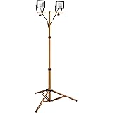 Goobay LED Baustrahler Zwei Flutlichstrahler auf Teleskopstativ, Zink, 20 W, Schwarz/Gelb, 2x 20W