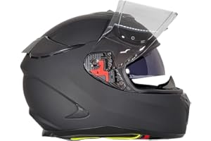 BHR Casco Integrale Moto con Doppia Visiera 813 RACE | Casco Moto Integrale Omologato ECE con Visiera Parasole | Casco Moto Uomo/Donna | NERO OPACO | XL