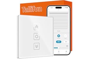 Tallifun Smart Rolladenschalter mit Prozentanzeige, Wlan Jalousie Schalter Rolladensteuerung für Smart Life, Funktioniert mit Alexa/Google Home/Siri, Benötigt Nullleiter 80x 80mm