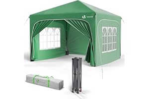VOUNOT® 3m x 3m Pop Up Waterproof Gazebo with Sides & 4 Weight Bags & Carry Bag, Marquee Garden Party Tent Outdoor, Green