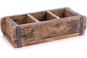 DESIGN DELIGHTS Drewniana skrzynka w kształcie cegły, lite drewno, 35/25 cm, w stylu vintage, w kształcie cegły, drewniana cegła, skrzynka do przechowywania, skrzynka na porządek, skrzynka drewniana |