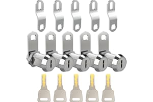 EG STARTS 5x 1 1/8" Serrature per porte dell'armadio da ufficio Cassetta degli attrezzi per porta contanti Cilindro per serratura a camma tubolare Finitura cromata con chiave uguale a 5 chiavi