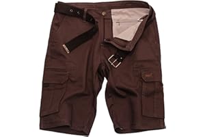 ROCK-IT Apparel Pantalones Cortos de Carga para Hombres con cinturón Bermuda Vintage con 6 Bolsillos para Cerrar Pantalones Cortos de Verano para Hombres - Tallas S-5XL - Muchos Colores