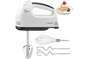 LEAFLAI Handrührer Elektrisch-Handrührgerät, 7 StuFen Handmixer, Enthalten 2 Rührbesen, 2 Edelstahl-Knethaken, 1 Schneebesen, spülmaschinenfest