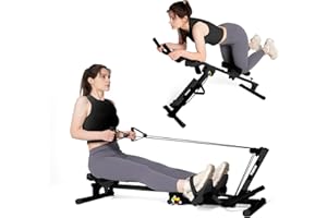 TODO 3 en 1 Rameur pour la Maison, Multifonctionnel Rameur Musculation avec 2 Intensités Réglable, AB Trainer Abdominaux Rameur Pliable pour Cardio-Training, jusqu'à 120kg