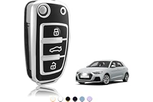 TOOMUME Cover Chiave TPU, Custodia Chiave Adatto per Audi A1 A3 A4 A5 A6 A8 Q2 Q3 Q5 Q7 R8 RS3 RS4 RS6 S3 S4 S6 C5 C6 B6 B7 TT TTS Seat Exeo 3R, Copri Chiavi Guscio Chiave Auto Telecomando - Flip Key