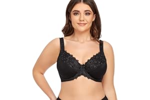 Ayigedu UK Women's Underwire Bra Lace Non Padded Plus Size Full Coverage Minimizer Bras