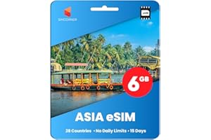 SimCorner Asia Travel eSIM – 6GB High-Speed Data for 15 Days Across 28 Asian Countries | No Daily Limit | Easy Activation | Data-Only eSIM for Compatible Phones, iPads & Tablets