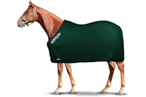 Horses, Coperta per Cavallo in Pile, Modello Basic, Morbida e Comoda, ideale per Trasporto e Dopo Lavoro, Verde, 135 cm
