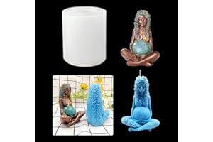 HyzaPhix Moulle Silicone Resine Epoxy, Moule Bougie Femme Enceinte Moule Gaïa Corps Mother Earth Candle Mould pour L'artisanat Fait Maison, Fabrication de Bougie Parfumée (Earth mother)