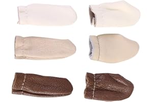 Milisten 6pcs Leather Finger Sleeves Protector Thumb Index Finger Cots Needle Felting Thimble Finger Cover Sewing Craft Tools