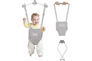 FUNLIO Baby Jumper 2 in 1 con Morsa per Porta e Guinzaglio, per Bambini 6-24 Mesi, Molle Robuste e Cintura Regolabile, Facile da Montare e Riporre - Grigio